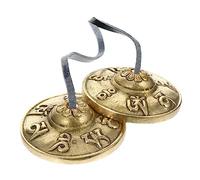 Gatuida 1 Pair Nepal Cymbals Portable Meditation Bell for Yoga Spiritual Practices Brass with Six Word Design Lightweight Percussion Instrument for Positive Energy