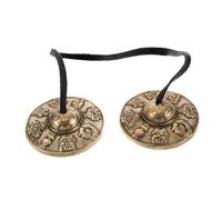 Gatuida 1 Pair Tibetan Finger Cymbals Brass Meditation Bells for Vajrayana Rituals Portable Chimes for Music Religious Ceremonies Easy to Use Versatile Sound Instruments for Relaxation