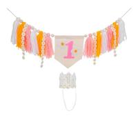 Gatuida 1 Set Boho Daisy High Chair Banner For Baby'S First Birthday Party Supplies With Crown Hat Tassel Bunting Floral Decorations For Kids Birthday Parties