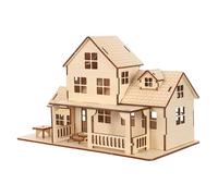 Gatuida 1 Set Build-Your-Own Wooden House Puzzle DIY Assembly European Style Villa Cottage Wooden Craft for Home Office Table Decor