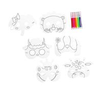 Gatuida 1 Set DIY Animal Mask Craft Kit Blank Face Masks for Decorate Creative Painting Activity for Birthday Parties Imaginative Play Includes Animal Shapes Markers