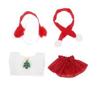 Gatuida 1 Set Doll Clothes, Compatible with Labubu 1 2 3, Includes Santa Dress, Red Skirt, Winter Scarf, Earmuffs, Holiday Accessories for Christmas Doll Dress-Up