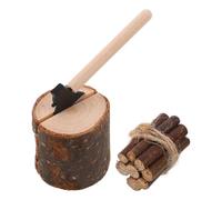 Gatuida 1 Set Dollhouse Camping Accessories: Miniature Chopper Tree Stump Figurine Firewood Pile Fairy Gardens Decoration Pretend Play Toys For Micro Scenic Landscaping