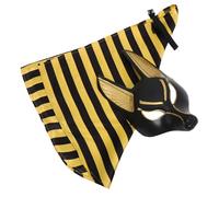 Gatuida 1 Set Egyptian Anubis Cosplay Mask Kerchief Vintage Halloween Costume Prop for Parties Masquerade and Festivals Unique Retro Design for Theatrical Plays Events