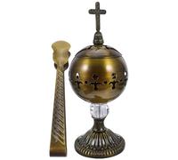 Gatuida 1 Set Metal Incense Burner with Tongs Traditional Charcoal Censer Vintage Scent Stick Holder for Home and Church Use