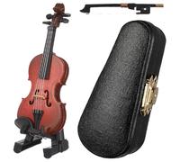 Gatuida 1 Set Miniature Realistic Violin Model with Storage Box Wooden Violin Adornment for Home Decor Dollhouse Display Musical Atmosphere Photo Prop and for Enthusiasts