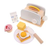 Gatuida 1 Set Pretend Play Toaster Wooden Food Cutting Set Mini Bread Maker Model for Dollhouse Kitchen Imaginative Role Play Toys for Kids Cooking Fun