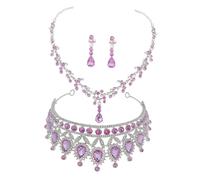 Gatuida 1 Set Rhinestone Inlaid Bridal Tiara Crown with Earrings and Necklace Elegant Women Jewelry for Weddings Birthdays Proms and Photo Shoots Accessory to Enhance Your Charm and Style