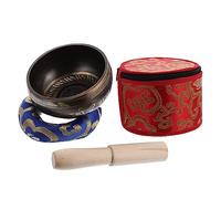 Gatuida 1 Set Tibetan Singing Bowl Set Handmade Meditation Sound Bowl with Cushion Mallet Diameter for Yoga Spiritual Practices Stress Relief Portable Storage Box Included Random Color
