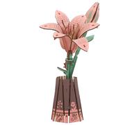 Gatuida 1 Set Wooden Flower Puzzle 3D Lily Model Assembly Puzzle Bonsai Building Artificial Flowers Wooden Craft Decor for Wedding Mother's Day Birthday
