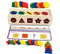 Gatuida 1 Set Wooden Montessori Shape Sorting Drop Box Educational for Fine Motor Skills Development Safe and Durable Crafts for Early Learning Activities