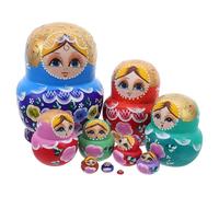 Gatuida 1 Set Wooden Russian Nesting Dolls: 10-layers Matryoshka Flower Stackable Handmade Doll for Display Room Decoration Toy Collection Birthday Christmas Party