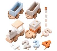 Gatuida 1 Set Wooden Train Early Learning Educational for Number Cognition Compact for Lightweight Wood Material Engaging Parent Interaction Birthday