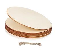 Gatuida 10 Pcs Round Wooden Discs with Ropes Natural Smooth Wood Circles for DIY Crafts Painting Writing and Decorating Suitable for Markers Acrylics Crayons and Pencils