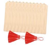 Gatuida 10 Sets DIY Wooden Bookmarks with Red Tassels Blank Page Markers for Reading Handmade Hanging Tags for Doodling Coloring Scrapbooking and Decorative Crafts