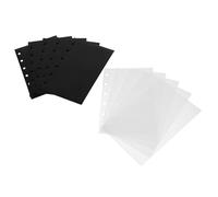 Gatuida 10 Sheets Loose Leaf Binder Pockets Extra Thick Document Filing Bags PP Material Storage Bags for Organizing Papers File Pouch with Black and Transparent Colors