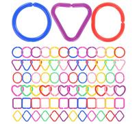 Gatuida 100 Pcs Geometric Linking Rings for Boy Girl Colorful Plastic Links for Motor Skill Development Hand-eye Coordination Shape Recognition Sensory Play for Boy Girl