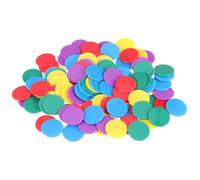 Gatuida 100pcs 25mm Plastic Bingo Chips Set, round Counting Discs Markers for Learning, Games Accessory with Red, Green, Yellow, Purple, Lake Blue Tokens for Bingo Game and Math Counters