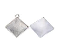 Gatuida 100Pcs DIY Alloy Pendant Accessories Set with Silver Square Bases and Glass Patches Creative Home Decoration Ornaments for Porch Living Lightweight Craft Baubles