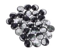 Gatuida 100pcs Moon Eclipse Pattern Cabochon Glass Craft with Dark Crescent Shape Printed Design for Jewelry Making and Decoration