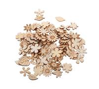 Gatuida 100pcs Painted Wood Flower and Leaf Embellishments Natural Feel DIY Craft Supplies for Educational Home Decor Creative Handmade Cutouts
