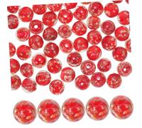 Gatuida 100pcs Red Luminous Glass Beads Small Round Crystal DIY Jewelry Making Decorative Beads for Bracelet Crafting and Handmade Accessories