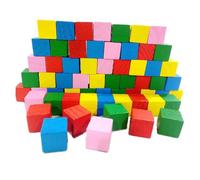 Gatuida 100PCS Small Wooden Craft Cube Blocks for Smooth Square Blocks for Early Childhood Education DIY Stacking and Building Mixed Color Mathematical Teaching Aid