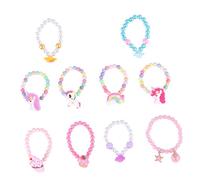 Gatuida 10Pcs Bead String Bracelets Mixed Color with Unicorn Rainbow Ice and Star Charms Durable Non Toxic Cartoon Wrist Chains
