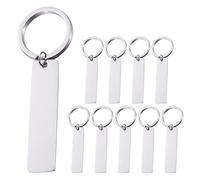 Gatuida 10pcs Blank Dog Tags - Stainless Steel Keychain with Engravable Rectangle Blanks - DIY Key Ring Metal Stamping Tags for Engraving Decorative Craft Label Christmas