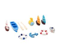 Gatuida 10pcs DIY Nautical Decoration Set Resin Mini Sailing Boat Lifebuoy Mediterranean Style Miniatures for Dollhouse Micro Landscape Beach Scene Accessories