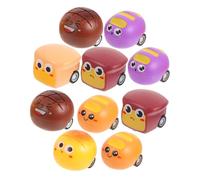 Gatuida 10pcs Friction Powered Car Cartoon Bread Shape Pull Back Vehicles Smooth Rounded Edges Car for Birthday and Party Favors