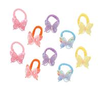 Gatuida 10pcs Glitter Butterfly Hair Ties for Soft Elastic Ponytail Holders Hair Accessories for Parties Decorative Scrunchies Pink Orange Yellow