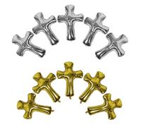 Gatuida 10Pcs Metallic Foil Cross Balloons for Baptism and First Communion Decorations, 3D Religious Party Balloons in Gold Silver, Outdoor Memorial and Christening Party Decor