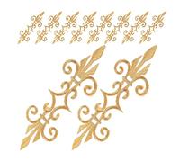 Gatuida 10Pcs Metallic Gold Floral Embroidered Iron-On Patches for Stage Costume, Traditional Chinese Opera Dress Applique, DIY Sewing Embellishments for Clothing Repair