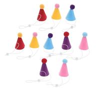 Gatuida 10pcs Mini Birthday Party Hats for Small Pets and Dogs Lightweight Non-woven Cone Hats with Pom Pom for Christmas and New Year Celebrations
