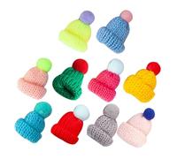 Gatuida 10pcs Mini Xmas Knitting Hats Pom Pom Tiny Woolen Mini Hats for Crafts and Doll Accessories for DIY Decoration and Headdress Making