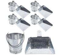 Gatuida 10Pcs Miniature Metal Buckets and Dustpans Set, Mini Artificial Gardening Accessories for Dollhouse Decor, Photo Props for Miniature Scenes and Home Ornament