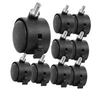 Gatuida 10Pcs Nylon Office Chair Wheels with Brake Wear Resistant Threaded Stem Casters for Furniture Legs Smooth Silent Multi Function Rollers Home Accessory Replacement