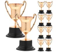 Gatuida 10Pcs Plastic Trophy Cups for Competition Party Decor Mini Award Trophies with Secure Base for DIY Nameplate Unique Figurine Design Suitable for S Ceremony and Sports Events