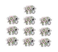 Gatuida 10pcs Silver Elephant Charm Pendant Set for Diy Jewelry Making, Creative Alloy Elephant Jewelry Accessories Green Crystal for Bracelets and Necklaces, for Handmade Craft Enthusiasts