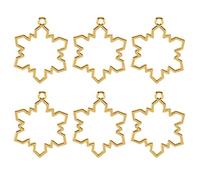 Gatuida 10pcs Snowflake Metal Border Jewelry Pendant Frames Open Back Bezel Alloy Frame Pendants for Christmas Crafts