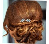Gatuida 10pcs Snowflake Rhinestone Hair Clips U Shaped Metal Hair Forks Sparkling Blue Silver Hairpins for Weddings Birthday Parties Durable Bridal Accessories