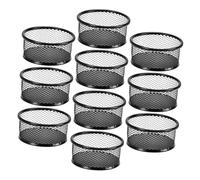Gatuida 10pcs Stackable Metal Mesh Paper Clip Holders for Desk Black Round Desktop Organizers for Office Home Versatile Storage Baskets for Paperclips Binder Clips Rubber Bands and Small