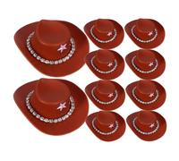 Gatuida 10pcs Unique Decorated Mini Cowboy Hats Plastic Sombrero Hats Rhinestone for Crafts Party Decorations Dolls