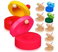 Gatuida 10pcs Wooden Castanets with Natural Wood and Cartoon Designs Finger Percussion Instruments for Beginners Educational Music for Enhance Coordination and Musical Interest