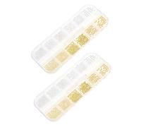 Gatuida 12-grid Mixed Size Metal Nail Beads 3d Gold Silver Caviar Balls Manicure Decoration Accessories for Diy Nail Art 2 Boxes for Professional and Home Use
