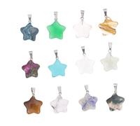 Gatuida 12 Pcs Natural Stone Star Pendants Mixed Colors Diy Bracelet Pendant Set for Jewelry Making and Fashion Necklace Accessories in Uk