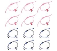 Gatuida 12Pcs Adjustable Ptsd Awareness Bracelets for Women, Handmade Braided Cord Wristbands, Inspirational Mental Health Support Jewelry, Pink and Charity Set