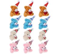 Gatuida 12pcs Christmas Bear Pendant Cute Tiny The Bear Mini Little Bear Animal Key Chain Charm Multipack Small Stuffed Hanging Bears Backpack Keychain Pendants Plush