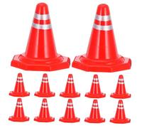 Gatuida 12pcs DIY Traffic Roadblock Model Plastic Sand Table Road Cones and Signs Bright Visible Miniature Traffic Cones for Pretend Play and Outdoor Use Grass Turf